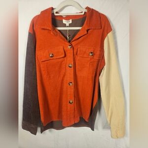 NWT Umgee Colorblock Shacket Small Rust Brown Fall Jacket